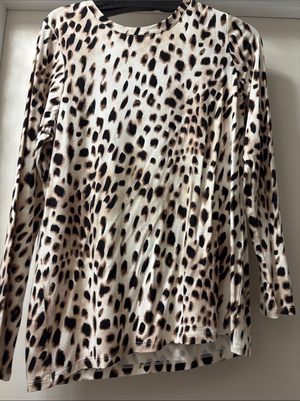 Chico'sLeopard Print Long Sleeve Top - Neutral Animal Print size 1